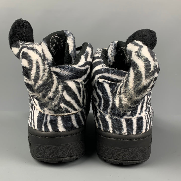 JEREMY SCOTT x ADIDAS Size 9 Black White Zebra High Top Sneakers