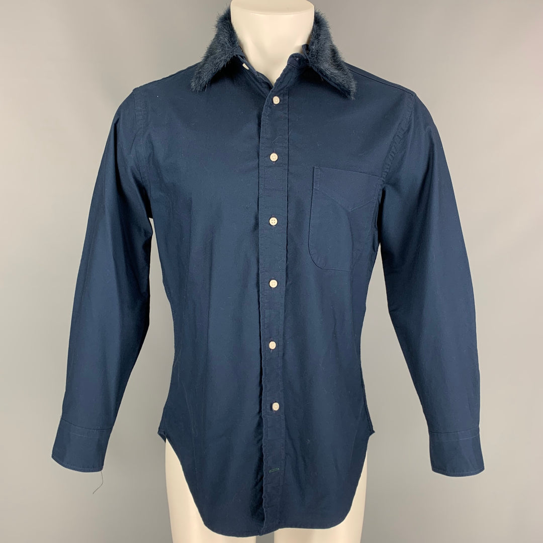 Vintage GITMAN BROS Talla M Camisa de manga larga de algodón azul marino con un bolsillo