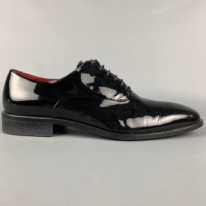 BARNEY'S NEW YORK Size 12 Black Patent Leather Lace Up Shoes