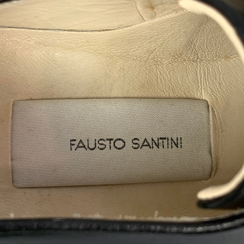 FAUSTO SANTINI Size 7.5 Black Leather Flat Laces