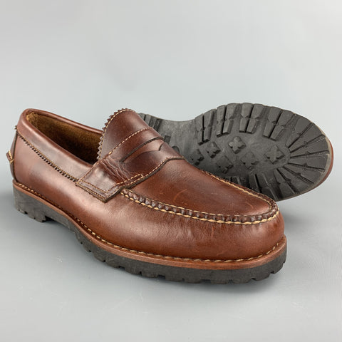 G.H. BASS&CO. Size 10 Brown Stitched Leather Loafers
