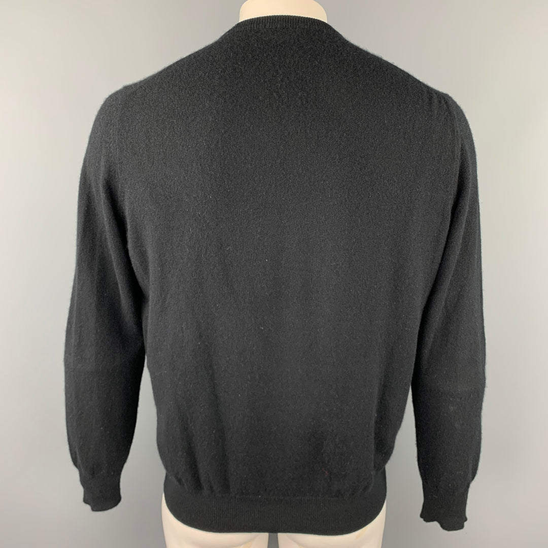 MALO Size L Black Cashmere Crew-Neck Pullover Sweater