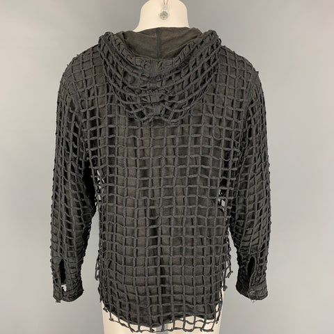 DOLCE & GABBANA Size 40 Charcoal Mesh Cotton Hooded Sweatshirt