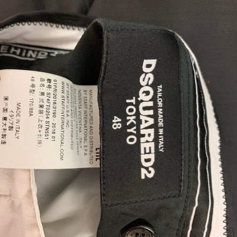 DSQUARED2 Taille 32 Pantalon habillé en soie et coton noir avec braguette boutonnée