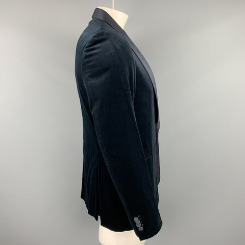 Z ZEGNA Size 44 Navy Velvet Shawl Collar Dinner Jacket Blazer