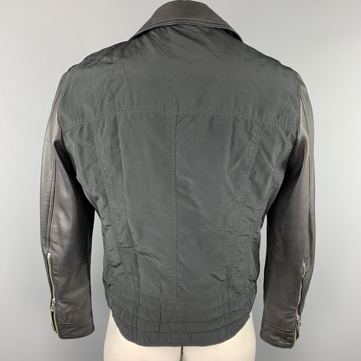J. LINDEBERG Size L Black Mixed Materials Nylon Biker Jacket
