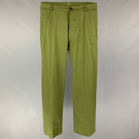 WALTER VAN BEIRENDONCK FW 17 Size 32 Olive Cotton Button Fly Dress Pants
