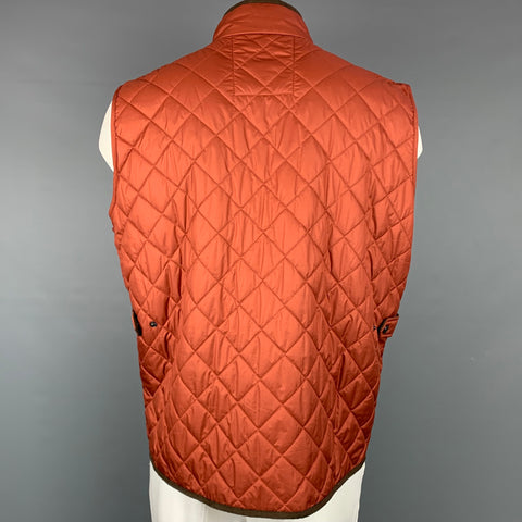 PETER MILLAR Size XL Brick Quilted Polyester Vest