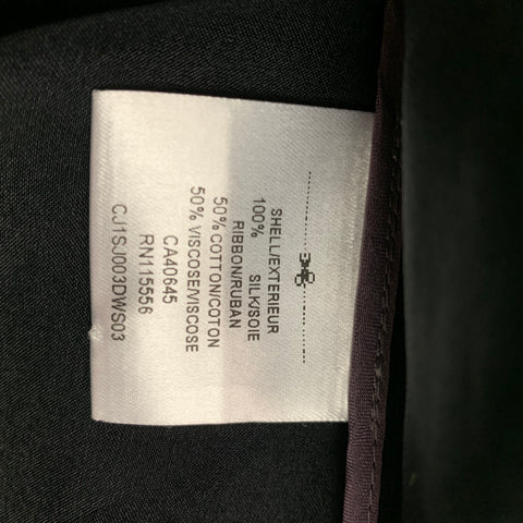 PORTS 1961 Chaqueta de solapa de muesca transparente de seda negra talla 10