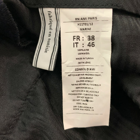 AMI by ALEXANDRE MATTIUSSI Size 38 Navy Solid Wool Peak Lapel Suit