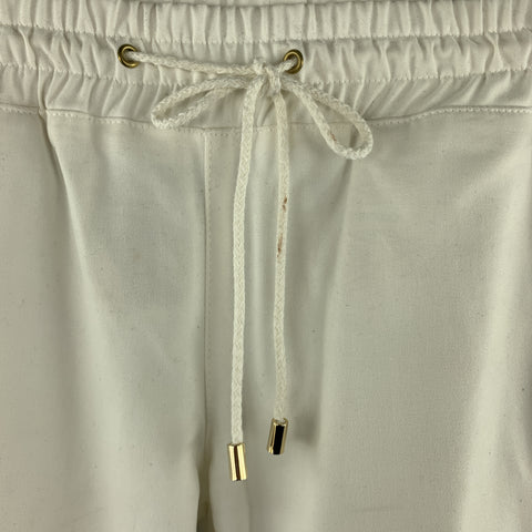 PIERRE BALMAIN Size 27 Cream Quilted Cotton Drawstring Casual Pants