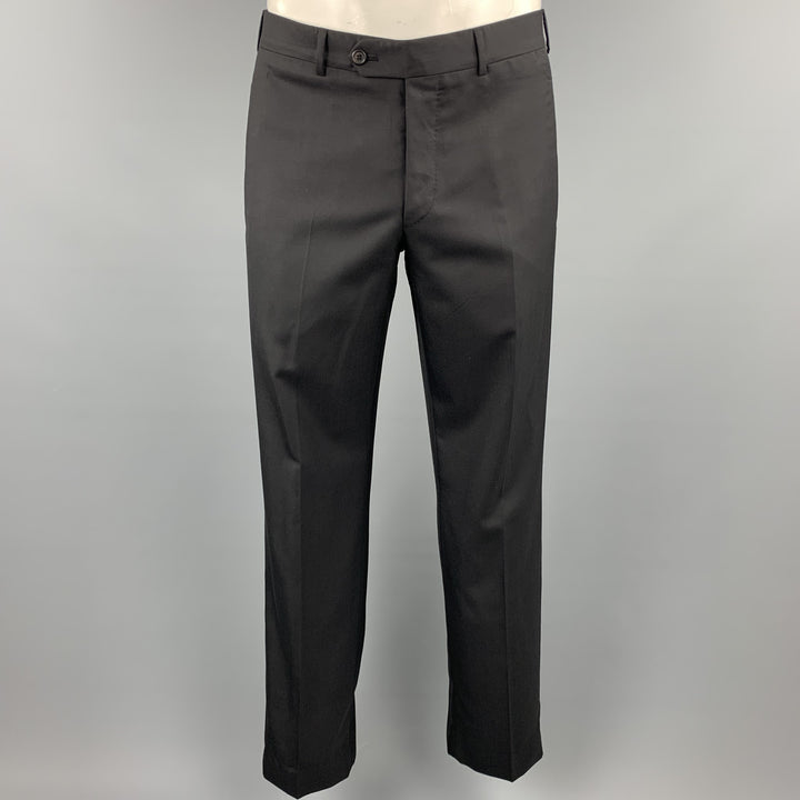 PRADA 40 Regular Black Wool / Silk Notch Lapel Suit