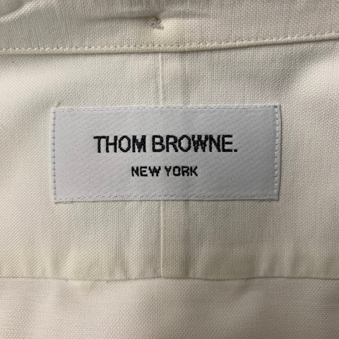THOM BROWNE Size M White Solid Cotton Oxford Long Sleeve Shirt