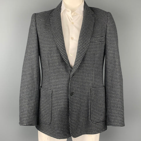 DUCKIE BROWN Size 44 Gray & Black Houndstooth Wool Blend Sport Coat