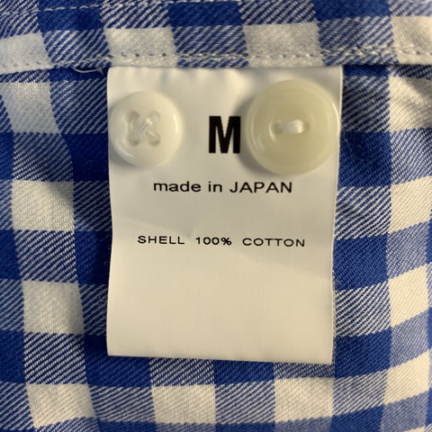 CHIMALA Size M Blue & White Plaid Cotton Button Up Short Sleeve Shirt