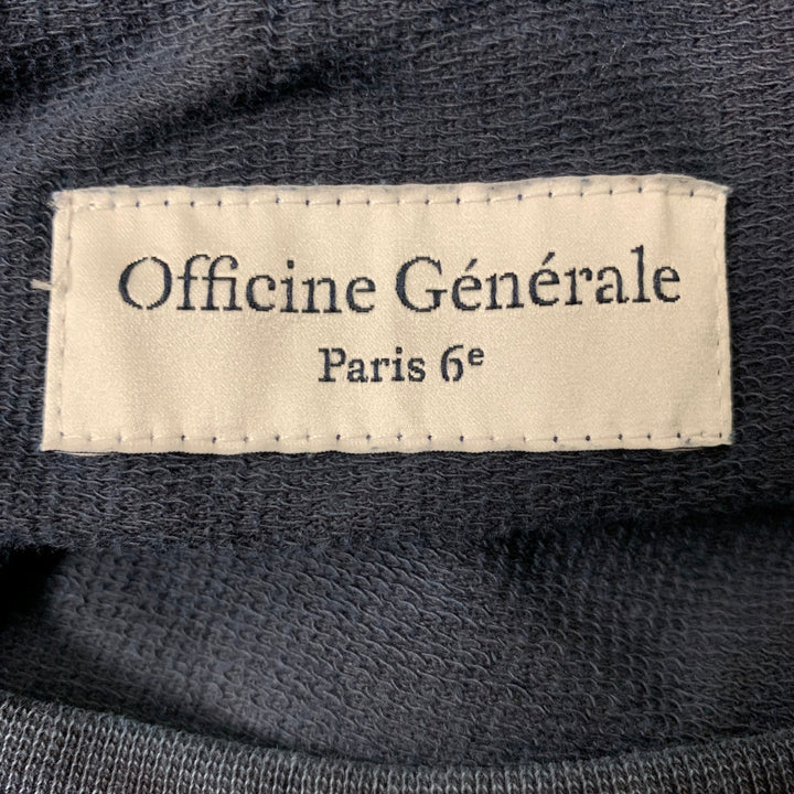 OFFICINE GENERALE Size XL Navy Solid Cotton Pullover