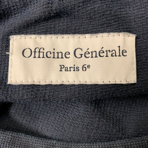 OFFICINE GENERALE Size XL Navy Solid Cotton Pullover