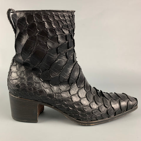 Vintage YVES SAINT LAURENT Size 8 Black Textured Leather Side Zipper Johnny Boots