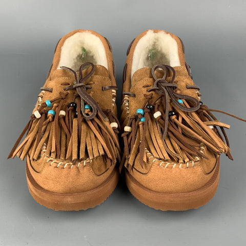 SUICOKE Alanui Size 11 Brown Suede Leather Fringed Loafers