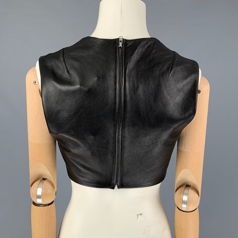 SOLANCE LONDON Size 4 Black Leather Cropped Casual Top