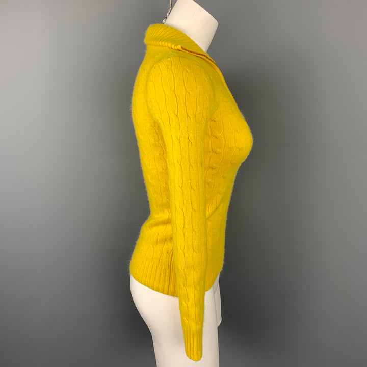 RALPH LAUREN Black Label Size XS Yellow Knitted Cashmere Sweater