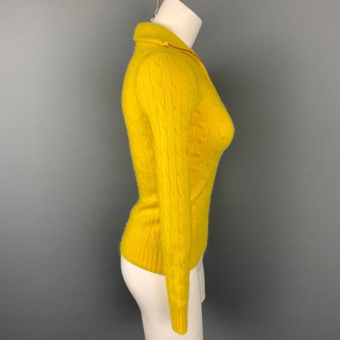 RALPH LAUREN Black Label Taille XS Pull en cachemire tricoté jaune