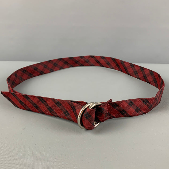 GANT Size One Size Burgundy Black Plaid Ribbon Belt