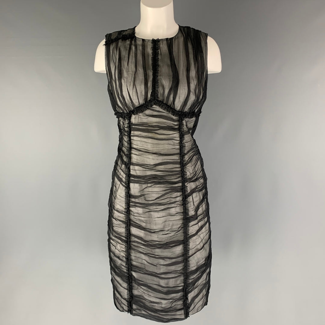 D&G by Dolce & Gabbana Size 8 Black Nylon Ruched Shift Dress