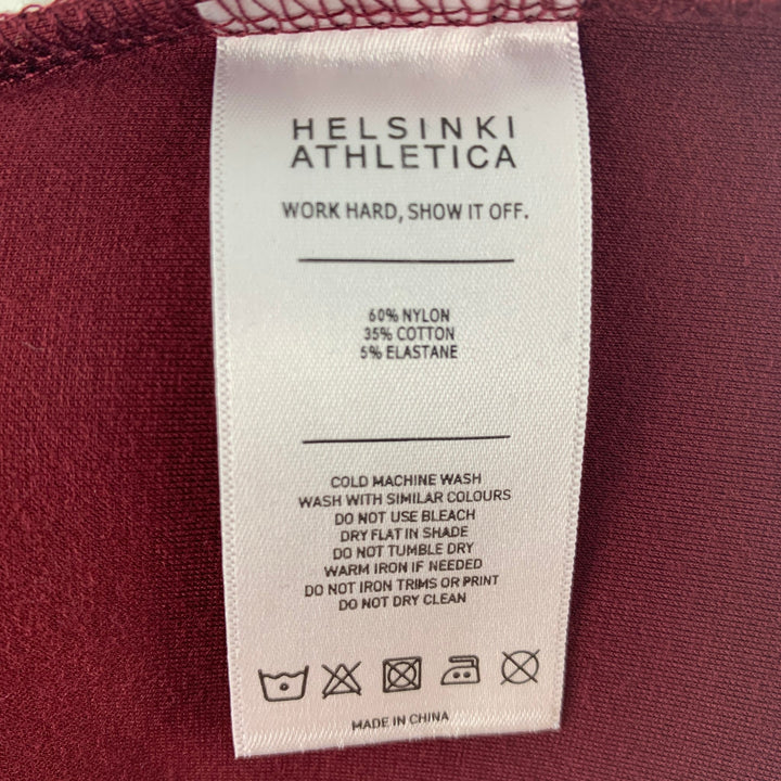 HELSINKI ATHLETICA Size S Burgundy Nylon Blend Drawstring Shorts