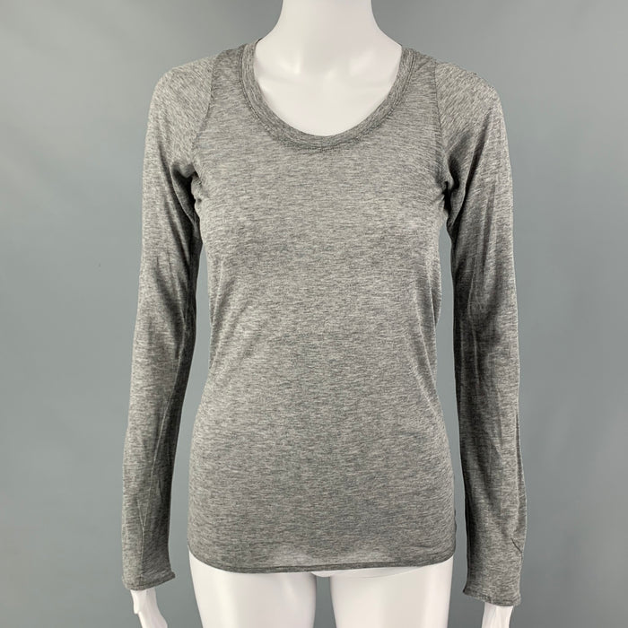 MARNI Size 4 Grey Heather Cotton Long Sleeve Casual Top