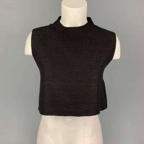 KAAREM Size S Black Silk Cropped Blouse