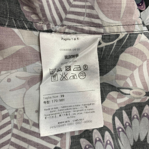 VALENTINO Taille S Chemise à manches longues en coton imprimé multicolore avec boutons cachés