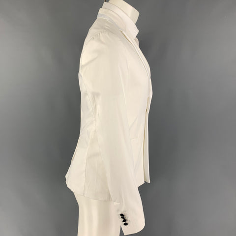 JUST CAVALLI Size 38 White Cotton Peak Lapel Sport Coat