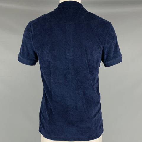 LACOSTE Size M Navy Terry Cloth Cotton Polyester Polo