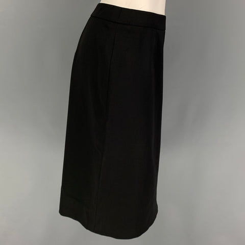 VALENTINO Size 10 Black Wool Pencil Skirt