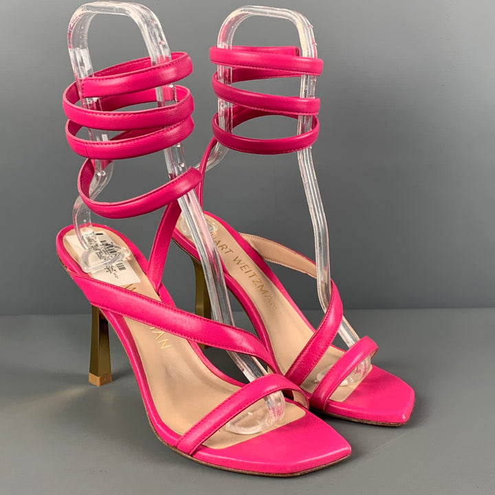 STUART WEITZMAN Size 9 Pink Leather Beatrix Wrap Around Sandals
