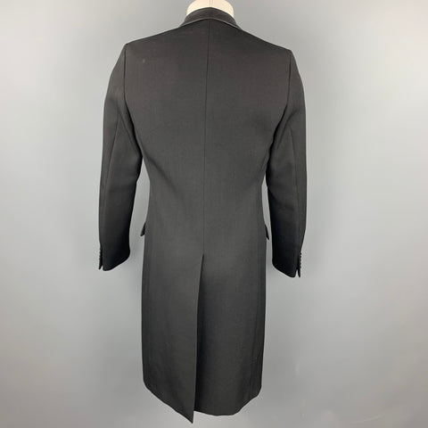 DIOR HOMME Fall 2015 Size 38 Black Wool Leather Collar Notch Lapel Coat