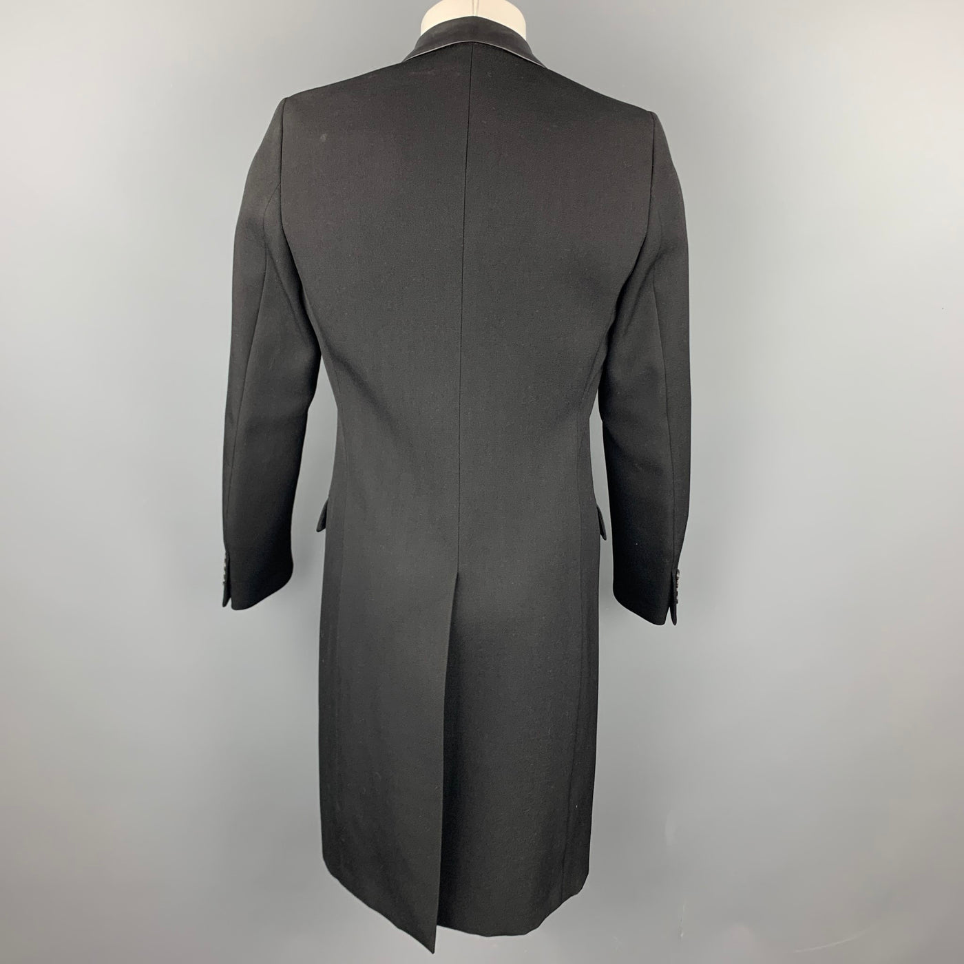 DIOR HOMME Fall 2015 Size 38 Black Wool Leather Collar Notch Lapel Coat