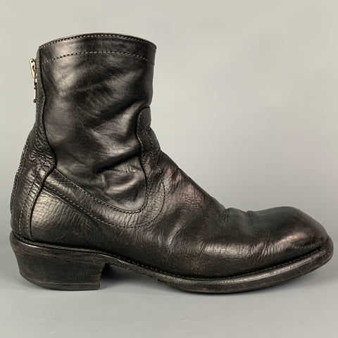 JULIUS_7 Size 8.5 Black Leather Round Toe Boots