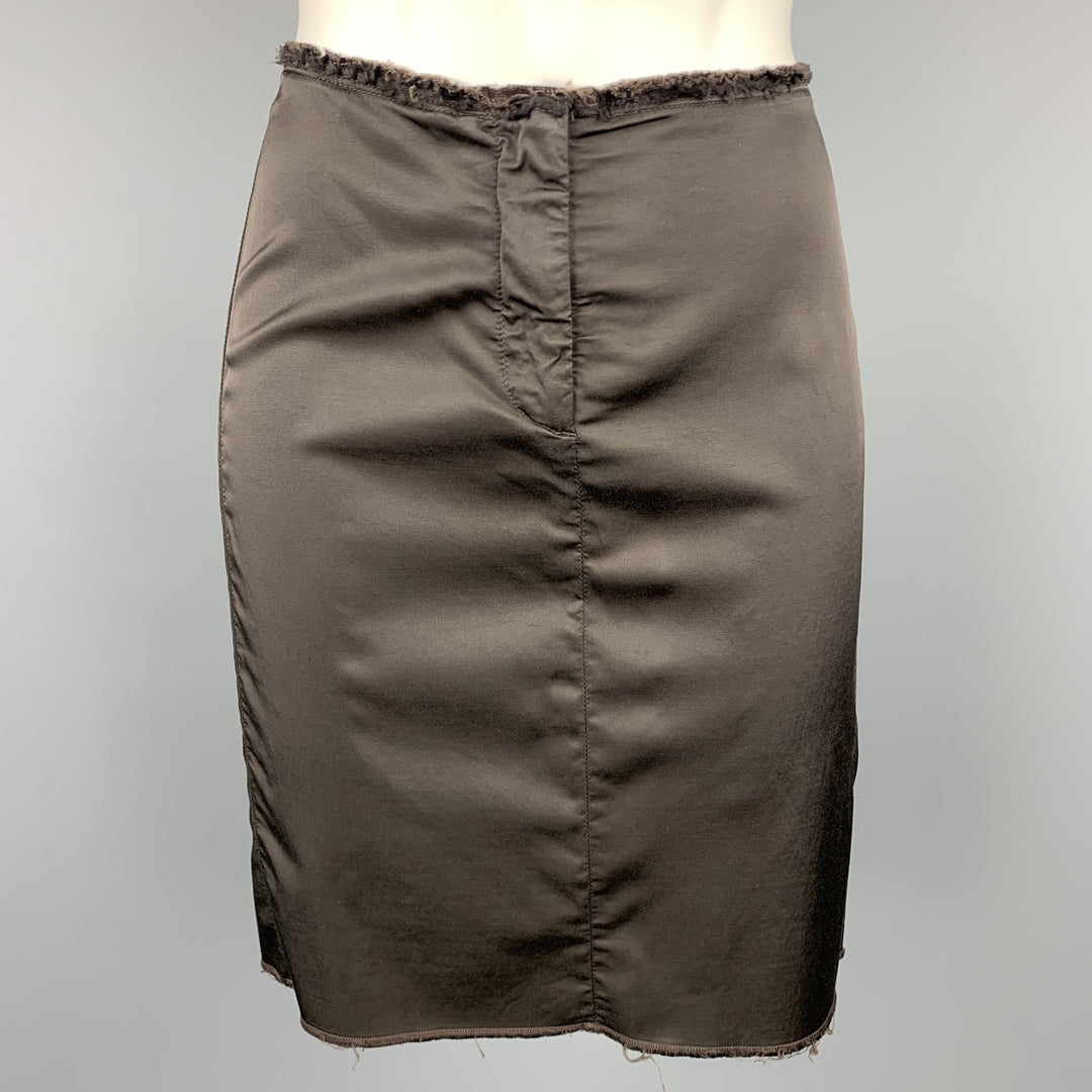 MM6 MAISON MARGIELA Size S Brown Raw Edge Pencil Skirt