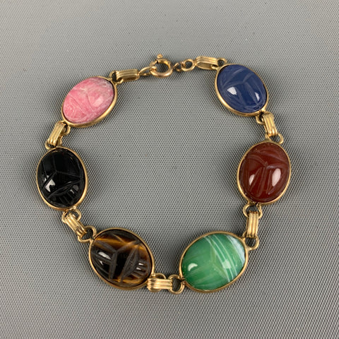 Bracelet VINTAGE Or Multicolore 6 Scarabées