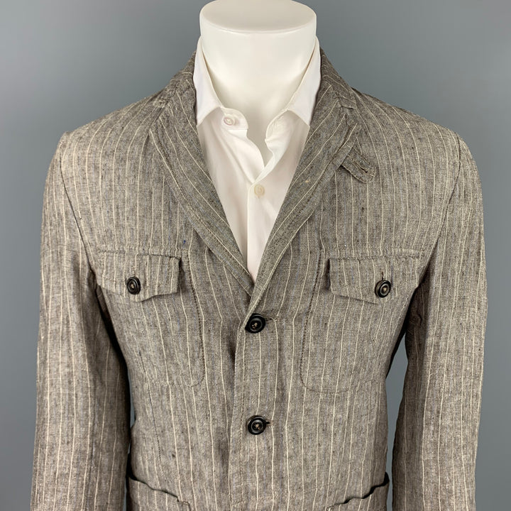 MESSAGERIE Taille 38 Manteau de sport en lin à rayures grises et crème