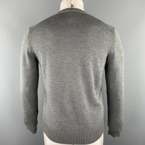 JIL SANDER Size 40 Dark Gray Knitted Wool Crew-Neck Sweater