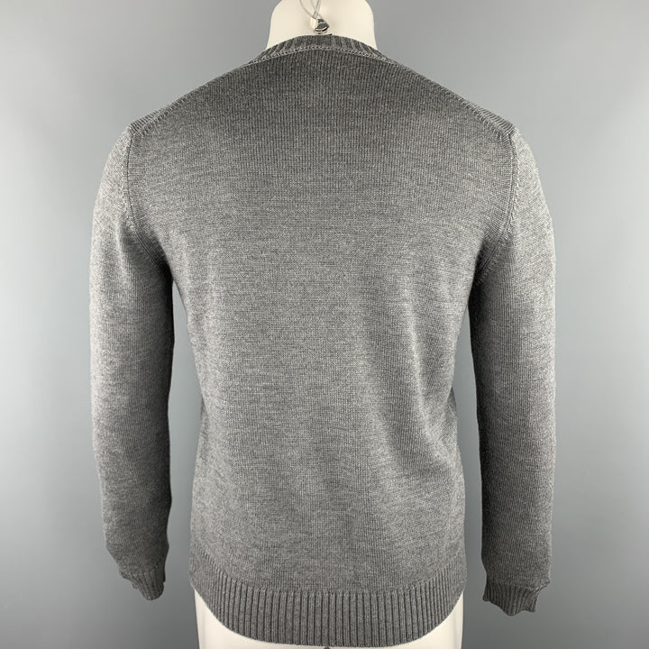 JIL SANDER Taille 40 Pull col rond en laine tricotée gris foncé