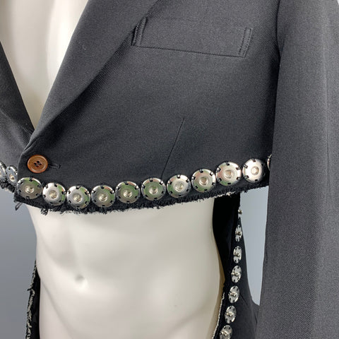 COMME des GARCONS HOMME PLUS Taille M Veste découpée à bouton-pression en polyester noir