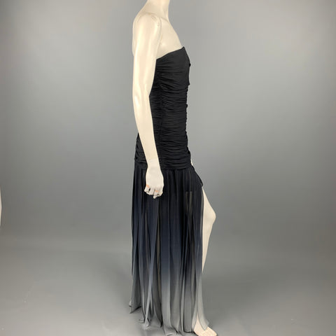 BCBGAXAZRIA Size 6 Black Ombre Chiffon Silk Cocktail Dress