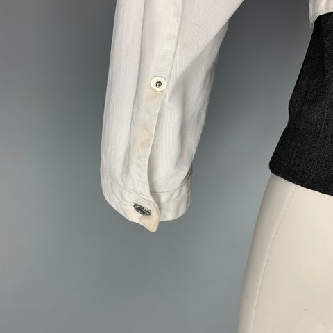 DSQUARED2 Size 40 White Grey Wool Blend Vest Layer Trucker Jacket