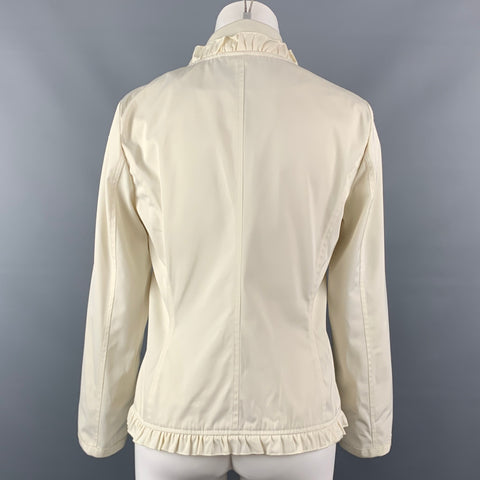 LOVE MOSCHINO Size 6 Cream Polyester Ruffled Jacket