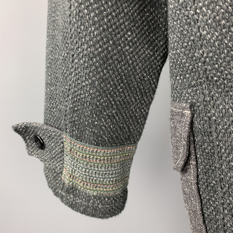 KAPITAL Size M Charcoal Woven Cotton Hooded Toggle Closure Coat