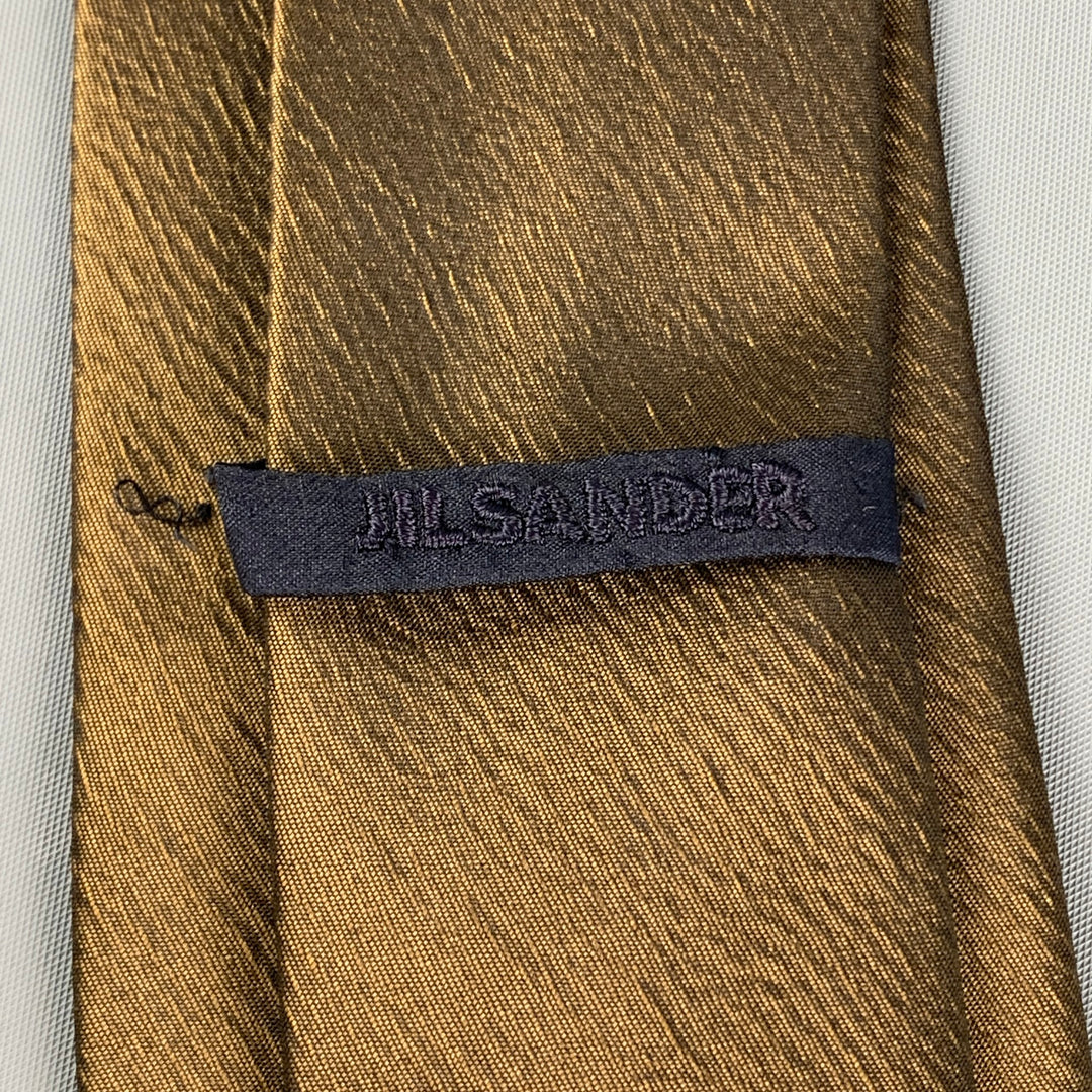 JIL SANDER Brown Textured Silk Viscose Tie